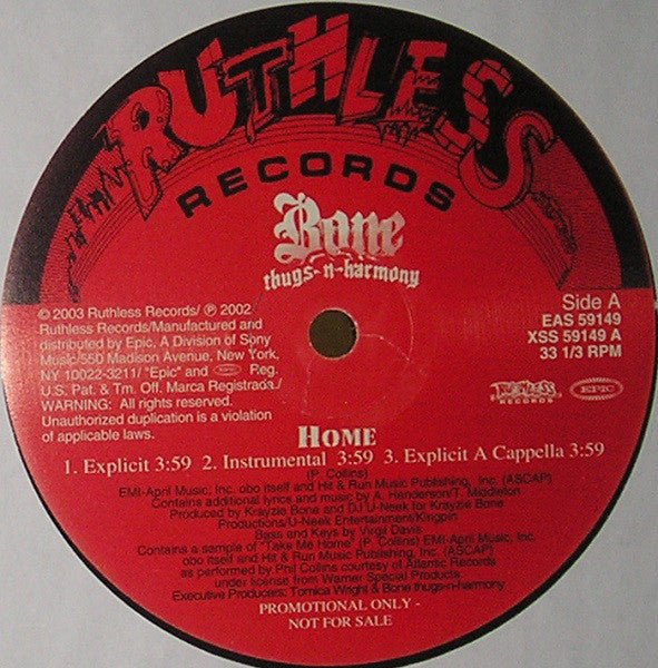 Bone Thugs-N-Harmony : Home (12", Single, Promo)