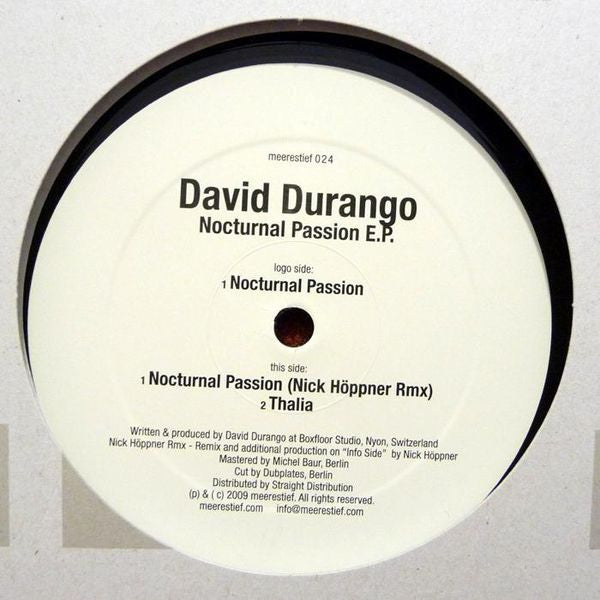 David Durango : Nocturnal Passion E.P. (12", EP)