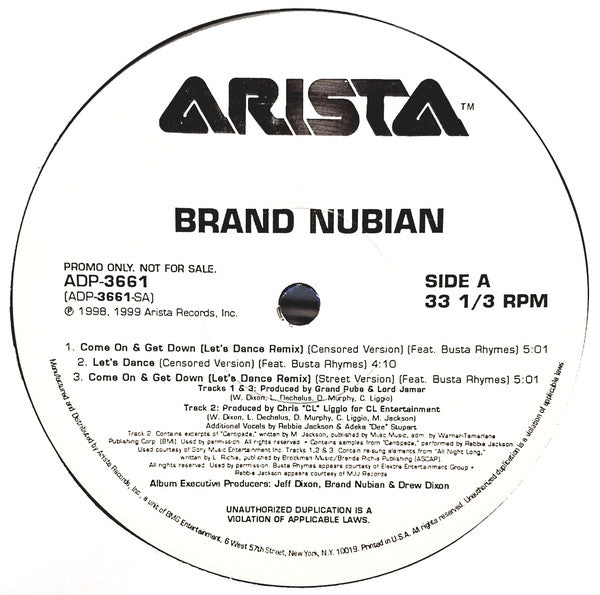 Brand Nubian : Come On & Get Down / Let's Dance (12", Promo)