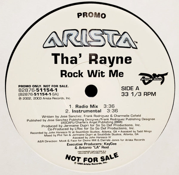 Tha' Rayne : Rock Wit Me (12", Promo)