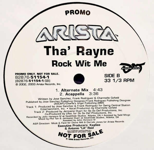 Tha' Rayne : Rock Wit Me (12", Promo)