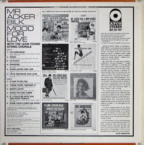 Acker Bilk : Mood For Love (LP, Album, Mon)