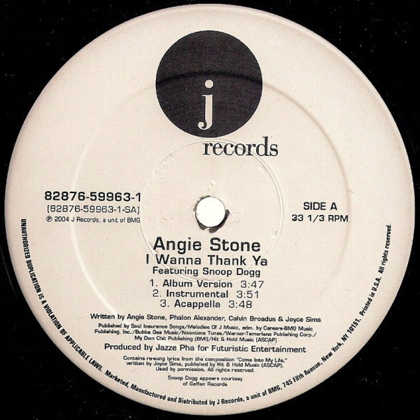 Angie Stone Feat. Snoop Dogg : I Wanna Thank Ya (12", Single)