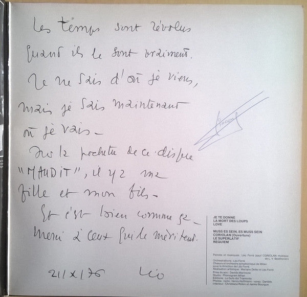 Léo Ferré : Je Te Donne (LP, Album, Gat)