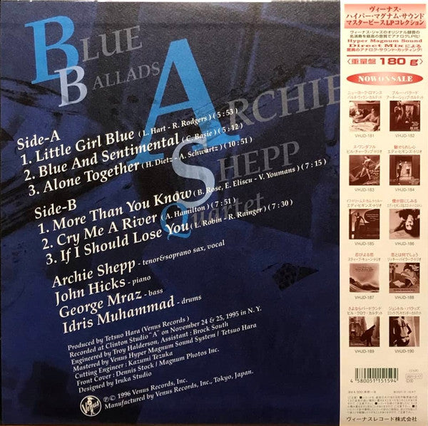 Archie Shepp Quartet : Blue Ballads (LP, Album, 180)