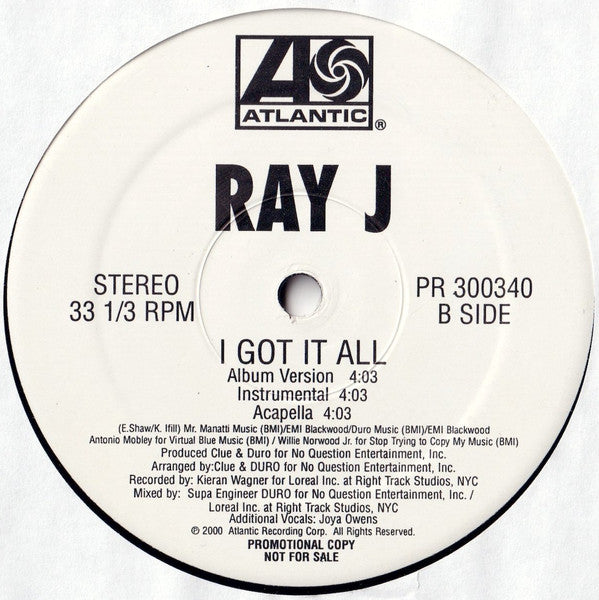 Ray J : Wait A Minute / I Got It All (12", Promo)