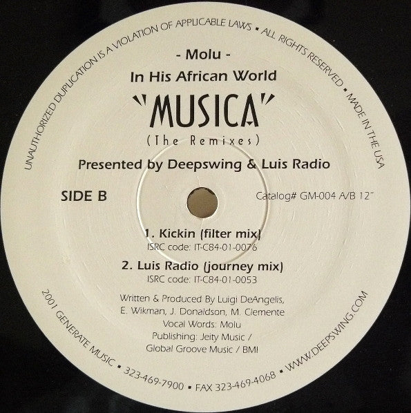 Deep Swing & Luis Radio Presents Molu In His African World : Musica (The Remixes) (12")