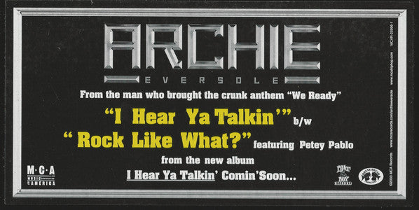 Archie Eversole : I Hear Ya Talkin' (12", Promo)