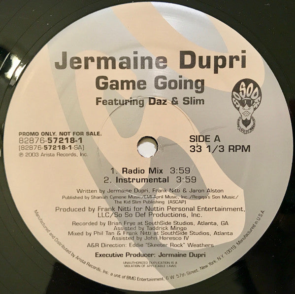 Jermaine Dupri : Game Going (12", Single, Promo)