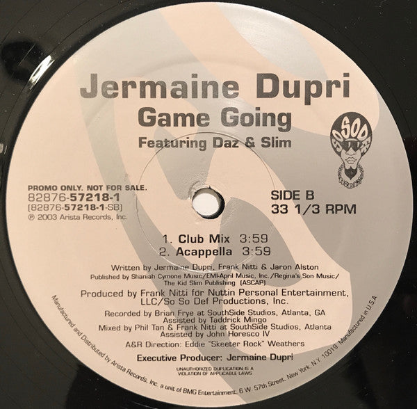 Jermaine Dupri : Game Going (12", Single, Promo)