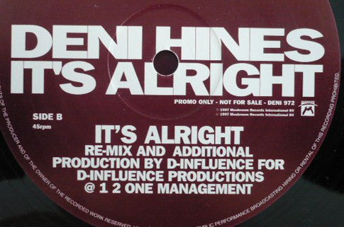 Deni Hines : It's Alright (12", Promo)