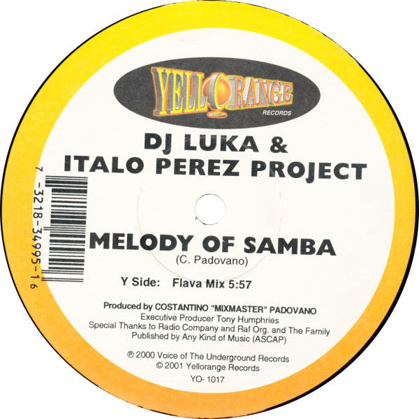 DJ Luka & Italo Perez Project : Melody Of Samba (12")