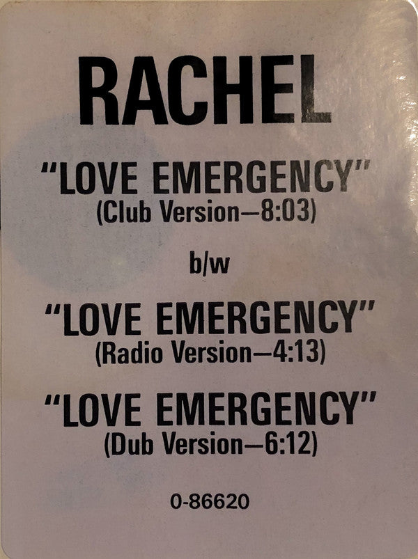 Rachel : Love Emergency (12", Maxi, SRC)