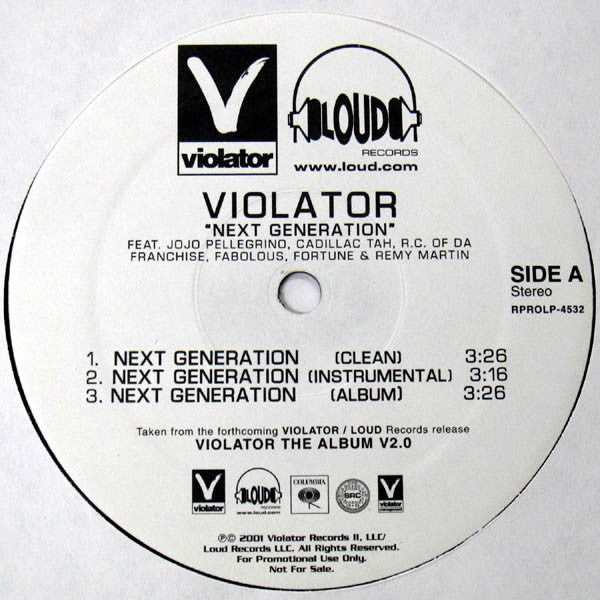 Violator (3) : Next Generation / Livin The Life (12", Single, Promo)