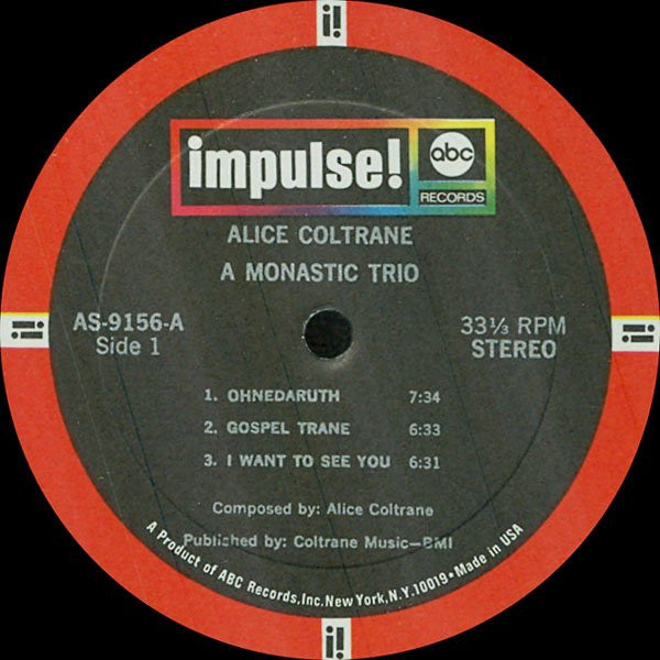 Alice Coltrane : A Monastic Trio (LP, Album)