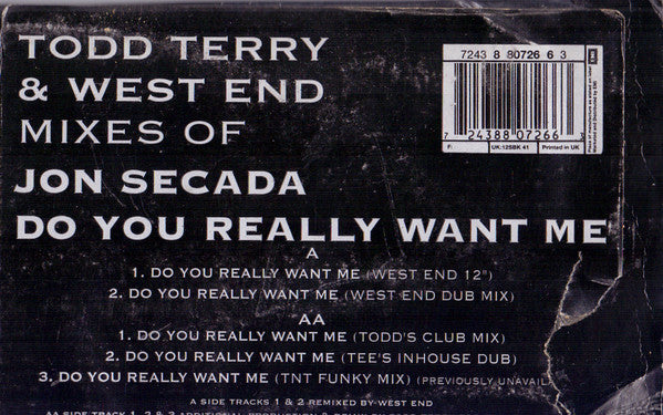 Jon Secada : Do You Really Want Me (Todd Terry & West End Mixes) (12", Single)