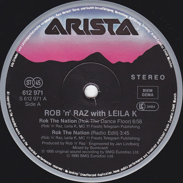 Rob 'N' Raz Featuring Leila K : Rok The Nation (12", Maxi)