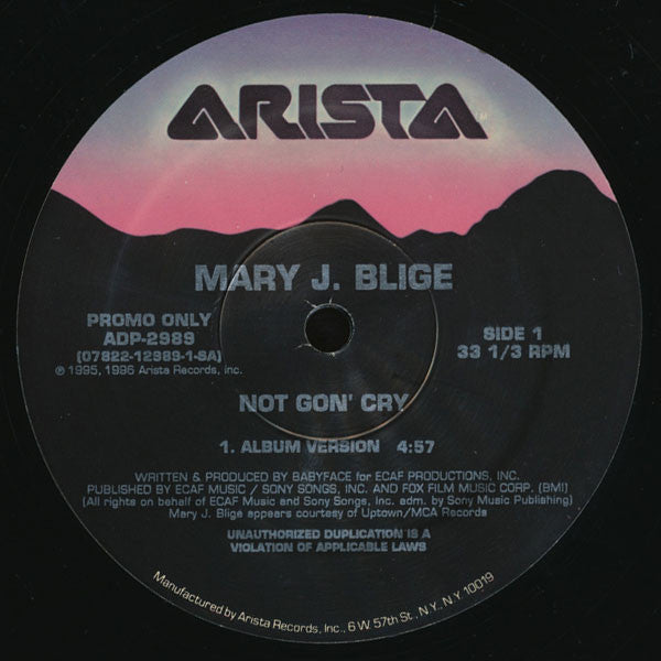 Mary J. Blige : Not Gon' Cry (12", Promo)