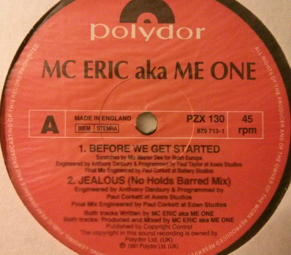 MC Eric : Jealous / R U Conscious (12")