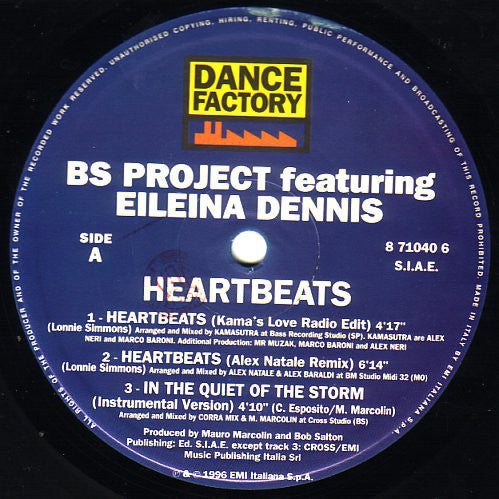 B.S. Project Featuring Eileina Dennis : Heartbeats (12")