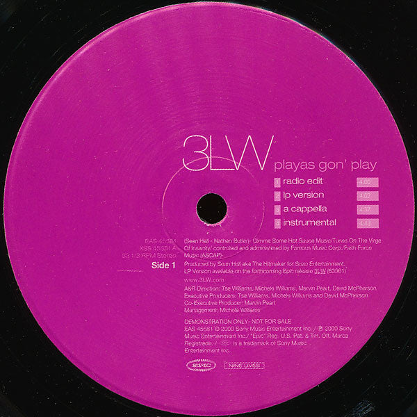 3LW : Playas Gon' Play (12", Promo)