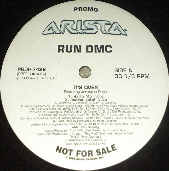 Run-DMC : It's Over (12", Promo)