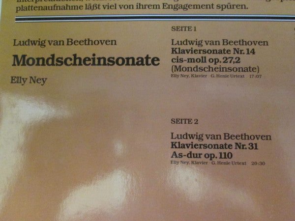 Ludwig Van Beethoven / Elly Ney : Mondscheinsonate (LP, Mono, RE)