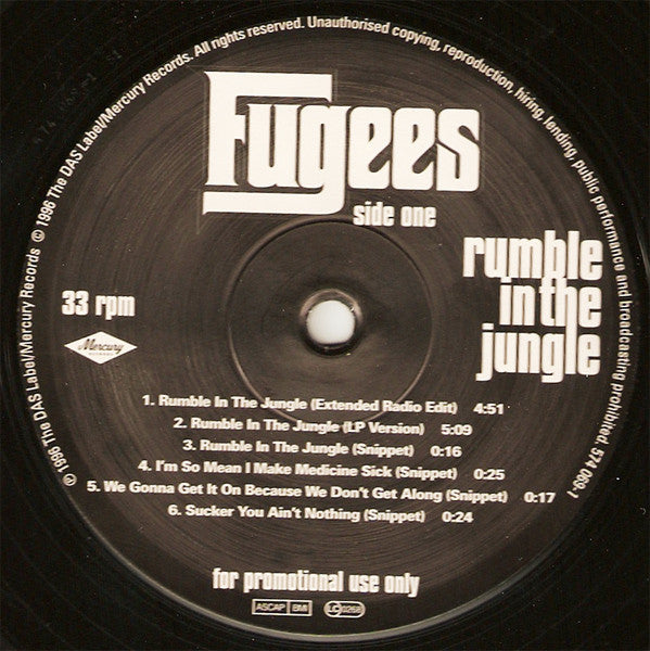 Fugees Featuring A Tribe Called Quest, Busta Rhymes And John Forte : Rumble In The Jungle (12", Promo, Bla)