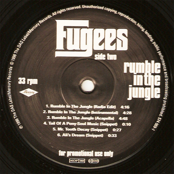 Fugees Featuring A Tribe Called Quest, Busta Rhymes And John Forte : Rumble In The Jungle (12", Promo, Bla)