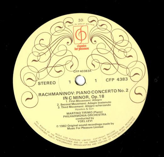 Sergei Vasilyevich Rachmaninoff - Martino Tirimo, Philharmonia Orchestra, Yoel Levi : Piano Concerto No. 2, Rhapsody On A Theme Of Paganini (LP)