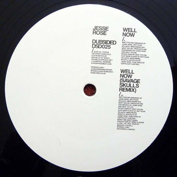 Jesse Rose : Well Now (12")