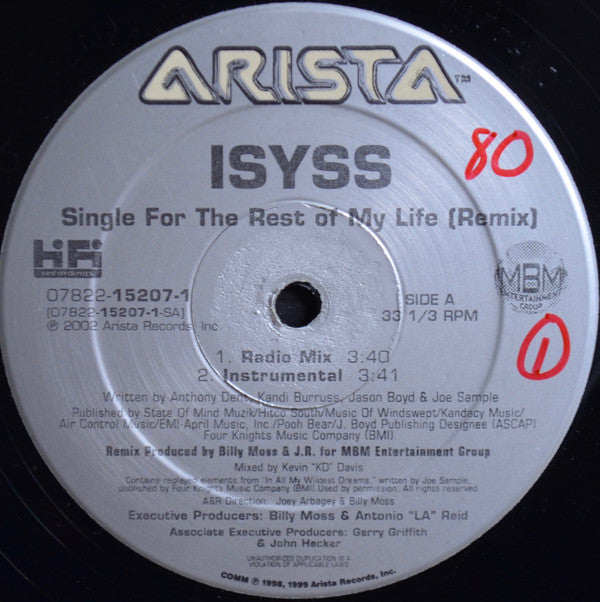 Isyss : Single For The Rest Of My Life (Remix) (12", Single)