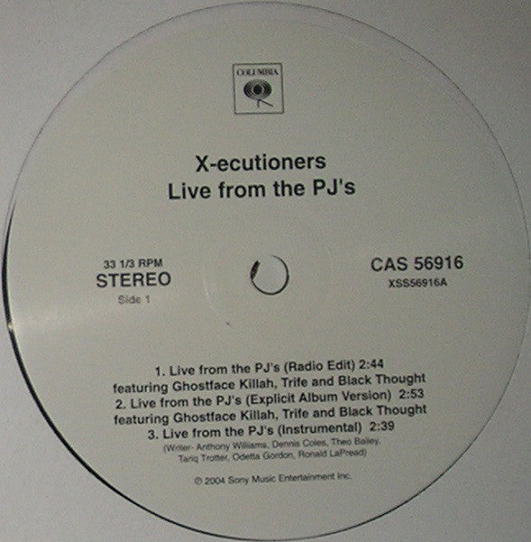 The X-Ecutioners : Live From The PJ's / Back To Back (12")