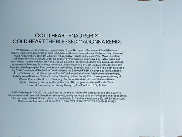 Elton John, Dua Lipa : Cold Heart (PNAU Remix) (CD, Single, Ltd)