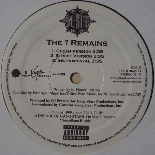 Gang Starr : Suckas Need Bodyguards / The ? Remains (12", RE)