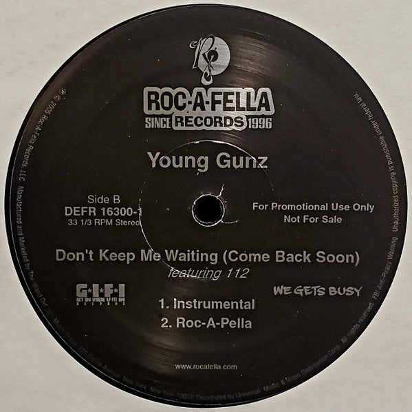 Young Gunz : Don't Keep Me Waiting (Come Back Soon) (12", Promo)