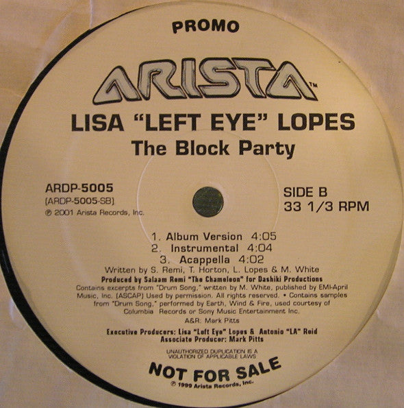 Lisa "Left Eye" Lopes : Hot! / The Block Party (12", Promo)