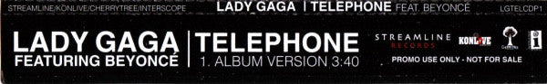 Lady Gaga Featuring Beyoncé : Telephone (CD, Single, Promo)