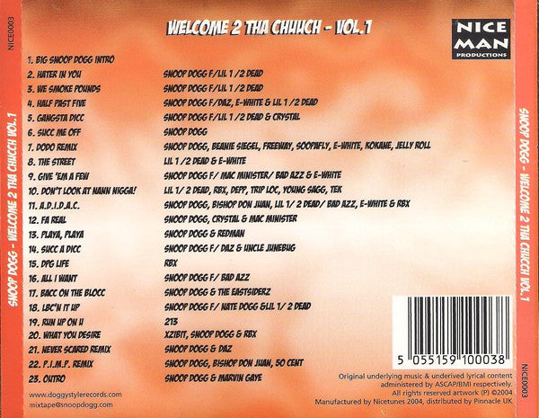 Snoop Dogg : Welcome To Tha Chuuch Vol. 1 (CD)