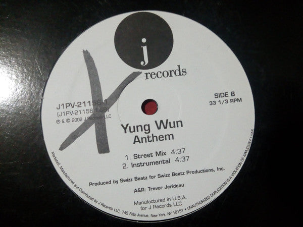 Yung Wun : Anthem (12", Promo)