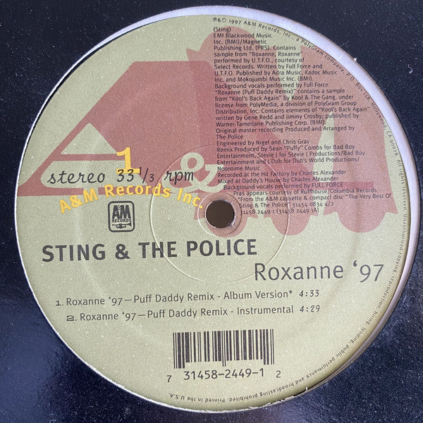 Sting & The Police Featuring Pras Michel : Roxanne '97 (Puff Daddy Remix) (12")