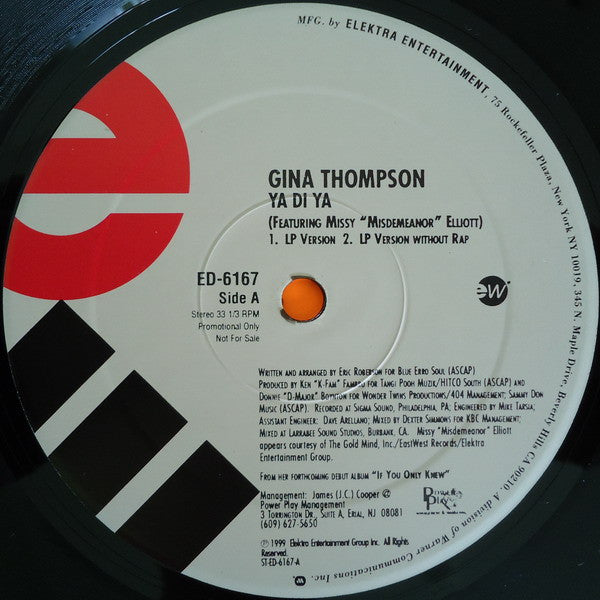 Gina Thompson Feat. Missy Elliott : Ya Di Ya (12", Promo)