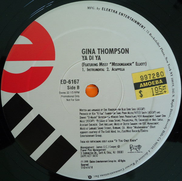 Gina Thompson Feat. Missy Elliott : Ya Di Ya (12", Promo)