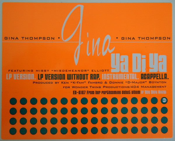 Gina Thompson Feat. Missy Elliott : Ya Di Ya (12", Promo)