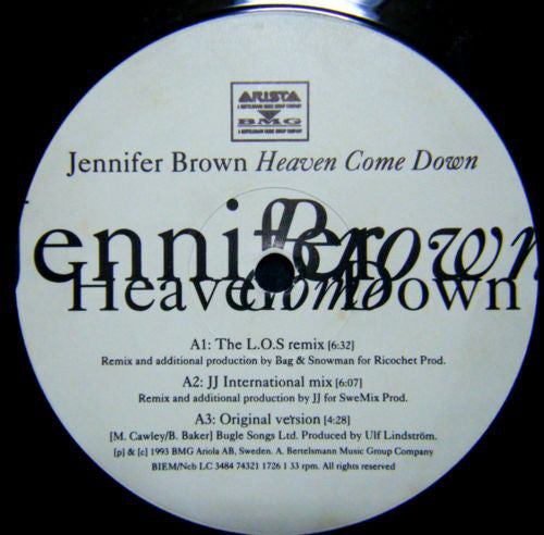 Jennifer Brown : Heaven Come Down (12", Single)