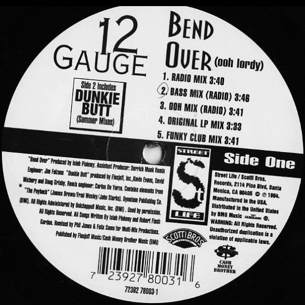 12 Gauge : Bend Over (Ooh Lordy) / Dunkie Butt (Summer Remixes) (12")