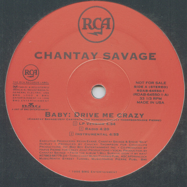 Chantay Savage : Baby: Drive Me Crazy (12", Promo)