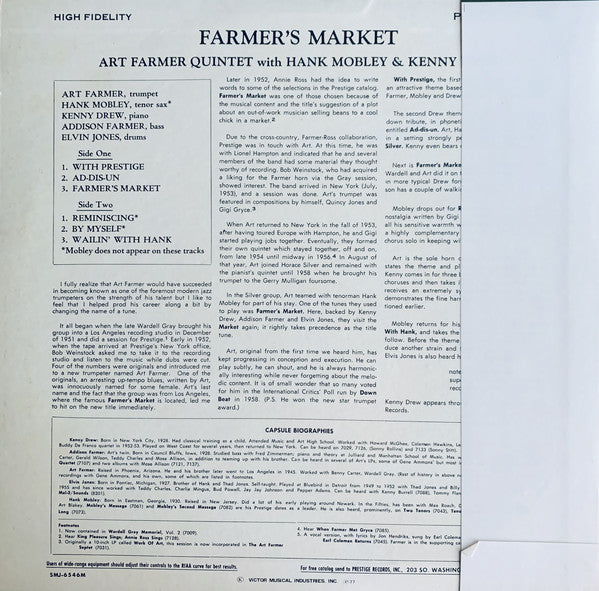 Art Farmer : Farmer's Market (LP, Album, Mono, RE)