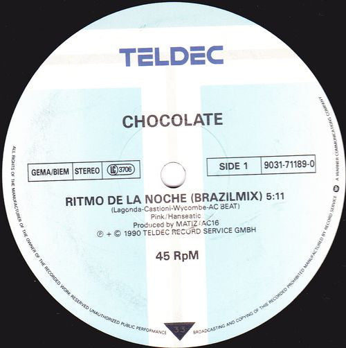 Chocolate : Ritmo De La Noche (12")