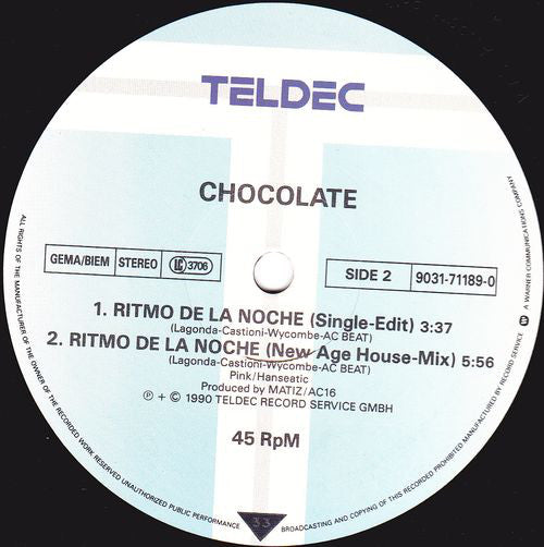 Chocolate : Ritmo De La Noche (12")